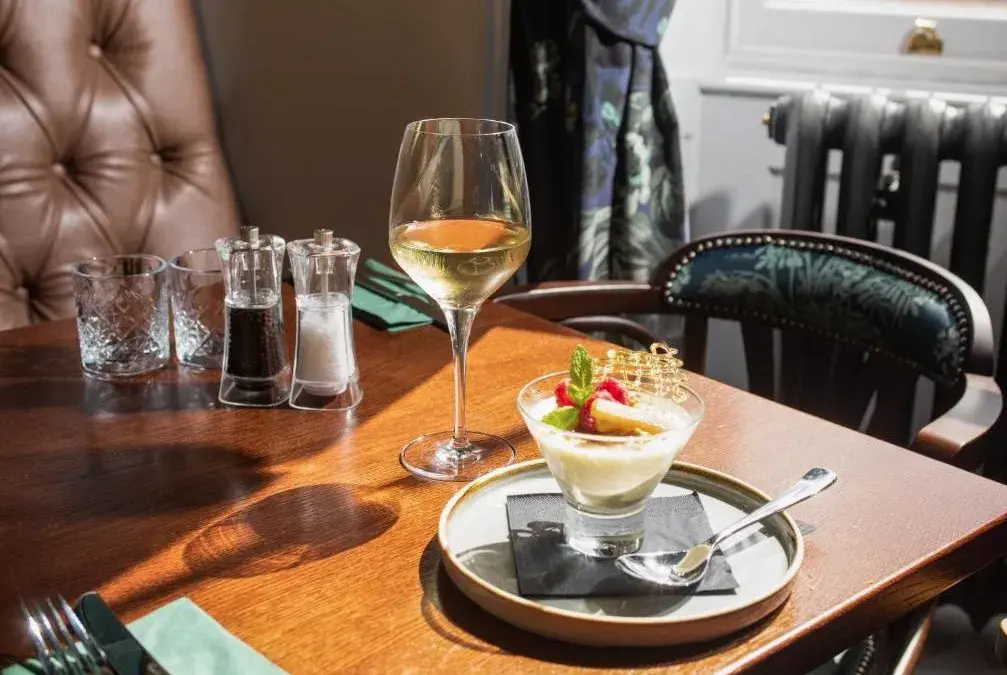 Dessert and wine at The Ullswater Inn restaurant